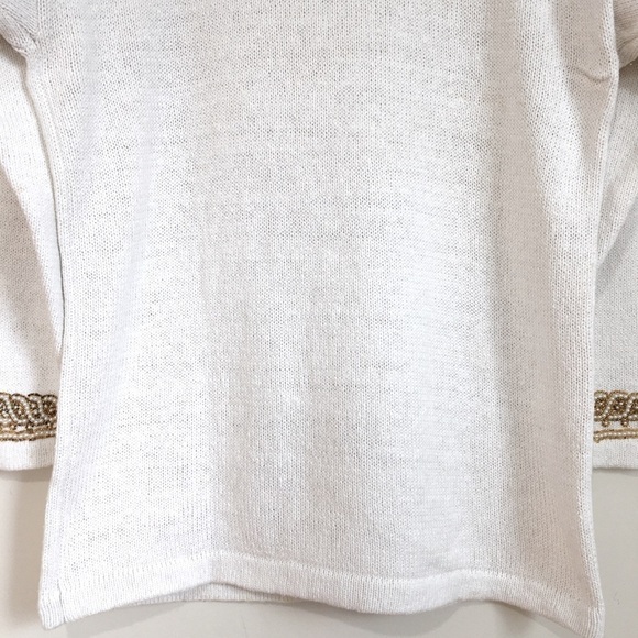 Victoria Harbour vintage 80s off white pear embroidery trim oversized sweater - Picture 8 of 16